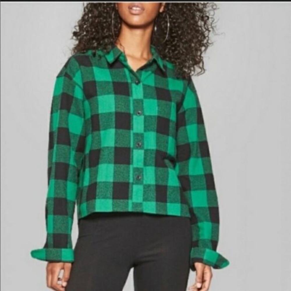 Wild Fable Green and Black Flannel Shirt
